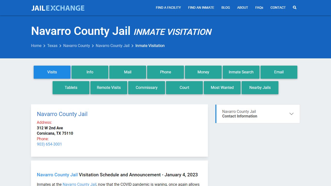 Inmate Visitation - Navarro County Jail, TX - Jail Exchange